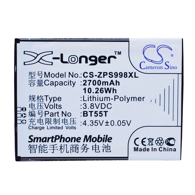 Li-polymer Battery Fits Zopo, 3x,9530, Zp998 3.8v, 2700mah Communications Cameron Sino Technology Limited