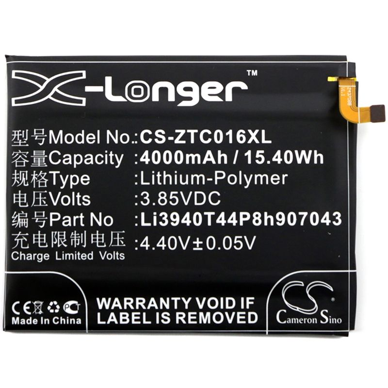 Li-Polymer Battery fits Zte, axon 7 max, axon 7 max c2017, axon 7 max c2017 dual sim td-lte 3.85V, 4000mAh Mobile & SmartPhone Cameron Sino Technology Limited