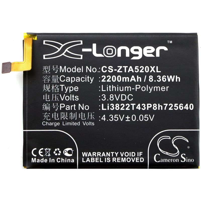 Li-Polymer Battery fits Zte, ba510, blade a510 3.8V, 2200mAh Mobile & SmartPhone Cameron Sino Technology Limited