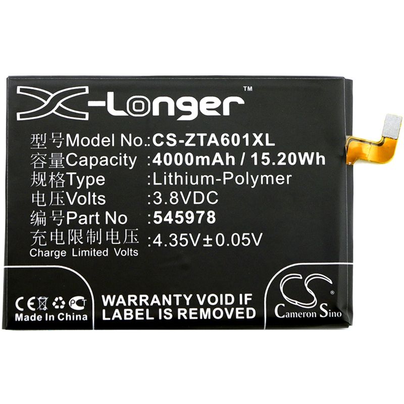 Li-Polymer Battery fits Zte, ba601, blade a601 3.8V, 4000mAh Mobile & SmartPhone Cameron Sino Technology Limited