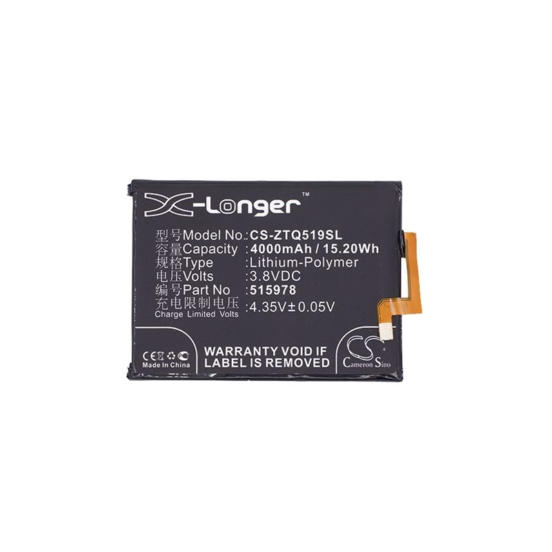 Li-Polymer Battery fits Zte, blade a452, blade d2, blade x3 3.8V, 4000mAh Mobile & SmartPhone Cameron Sino Technology Limited