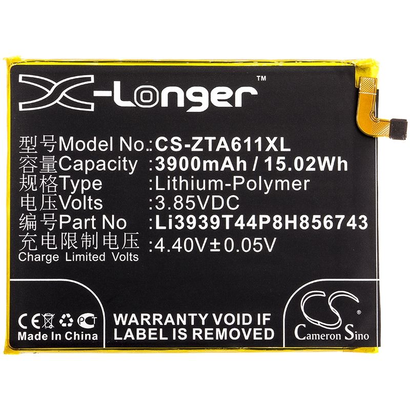 Li-Polymer Battery fits Zte, blade a6 max 3.85V, 3900mAh Mobile & SmartPhone Cameron Sino Technology Limited