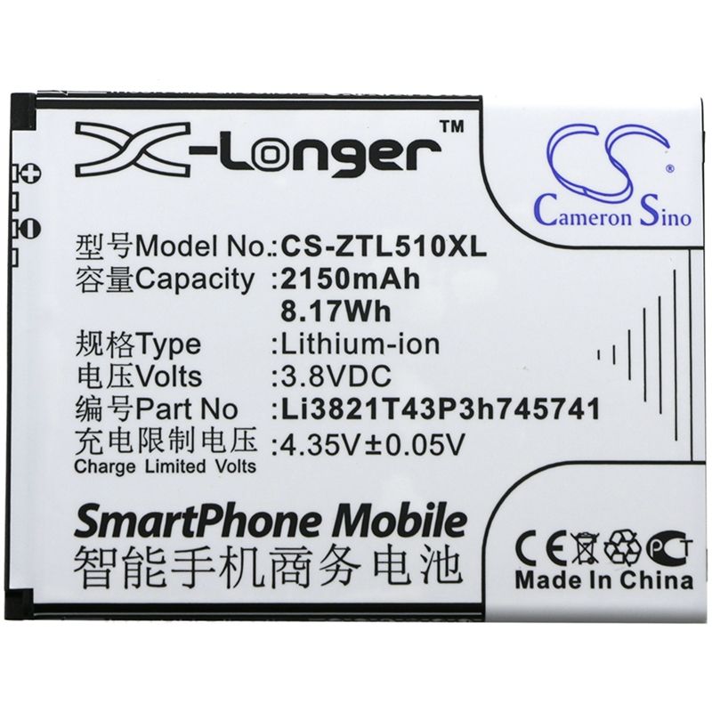 Li-ion Battery fits Zte, blade l5, blade l5 plus, blade l5 plus dual sim 3.8V, 2150mAh Mobile & SmartPhone Cameron Sino Technology Limited
