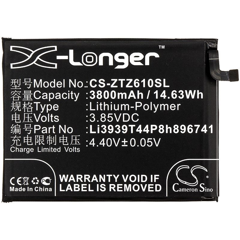 Li-Polymer Battery fits Zte, blade max view, blade max view lte, z610dl 3.85V, 3800mAh Mobile & SmartPhone Cameron Sino Technology Limited