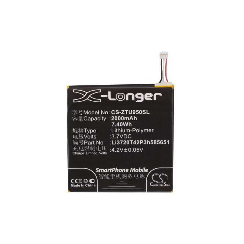 Li-Polymer Battery fits Zte, blade super, grand x pro, n880g 3.7V, 2000mAh Mobile & SmartPhone Cameron Sino Technology Limited