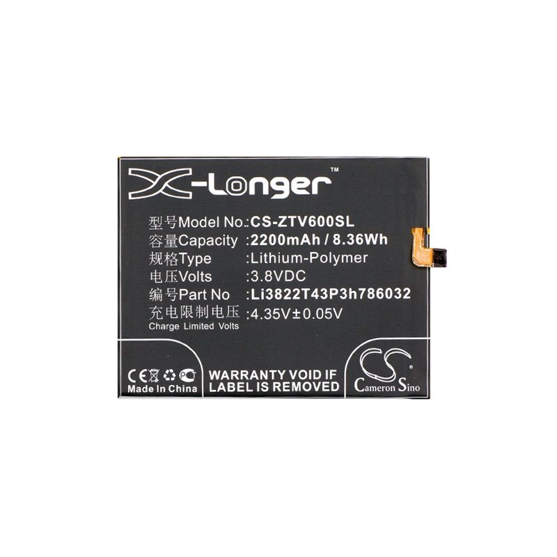 Li-Polymer Battery fits Zte, blade v6, blade x7, orbic-rc-501l 3.8V, 2200mAh Mobile & SmartPhone Cameron Sino Technology Limited