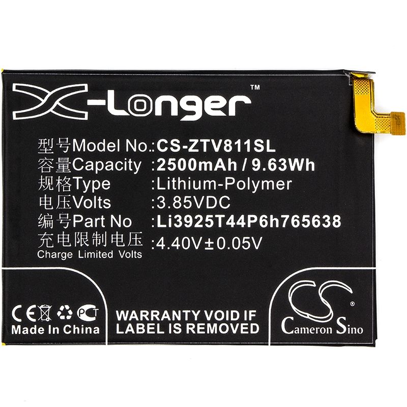 Li-Polymer Battery fits Zte, blade v8 lite, blade v8 lite dual sim, blade v8 lite dual sim td-lte 3.85V, 2500mAh Mobile & SmartPhone Cameron Sino Technology Limited