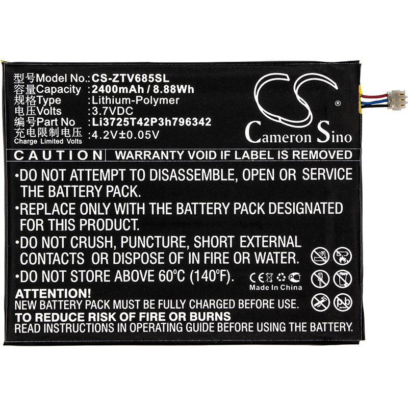 Li-Polymer Battery fits Zte, c865, c865m, v685 3.7V, 2400mAh Mobile & SmartPhone Cameron Sino Technology Limited