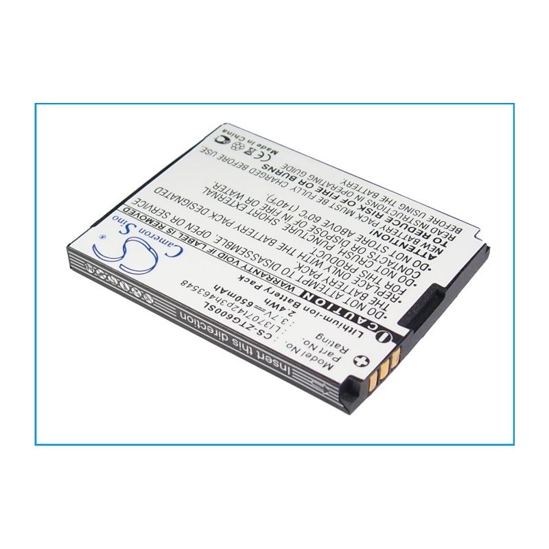 Li-ion Battery fits Zte, g6 3.7V, 650mAh Mobile & SmartPhone Cameron Sino Technology Limited