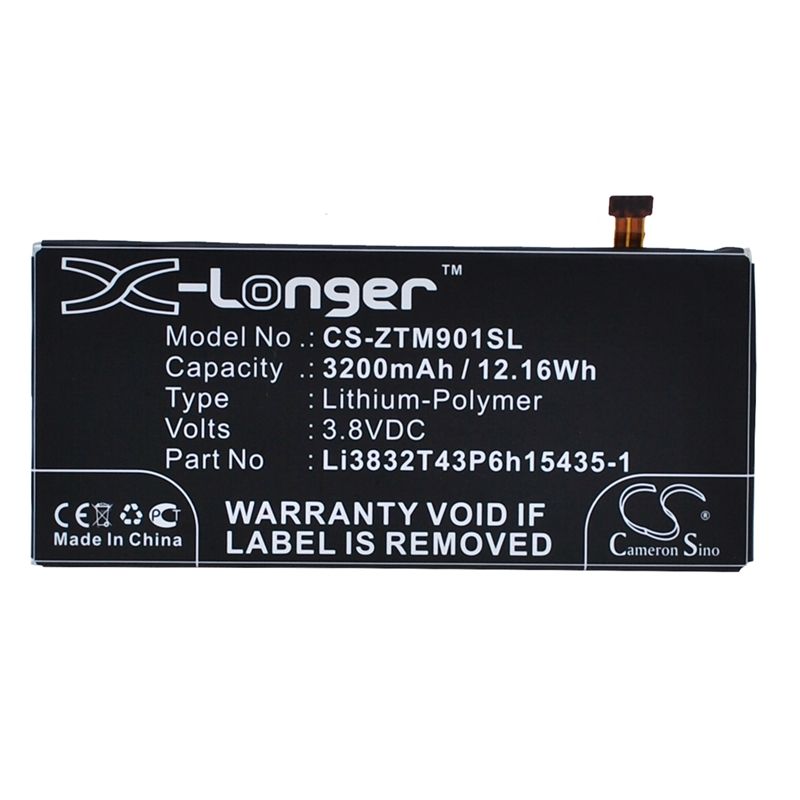 Li-Polymer Battery fits Zte, grand m901c, grand m901q, grand memo ii 3.8V, 3200mAh Communications Cameron Sino Technology Limited (Suspended)