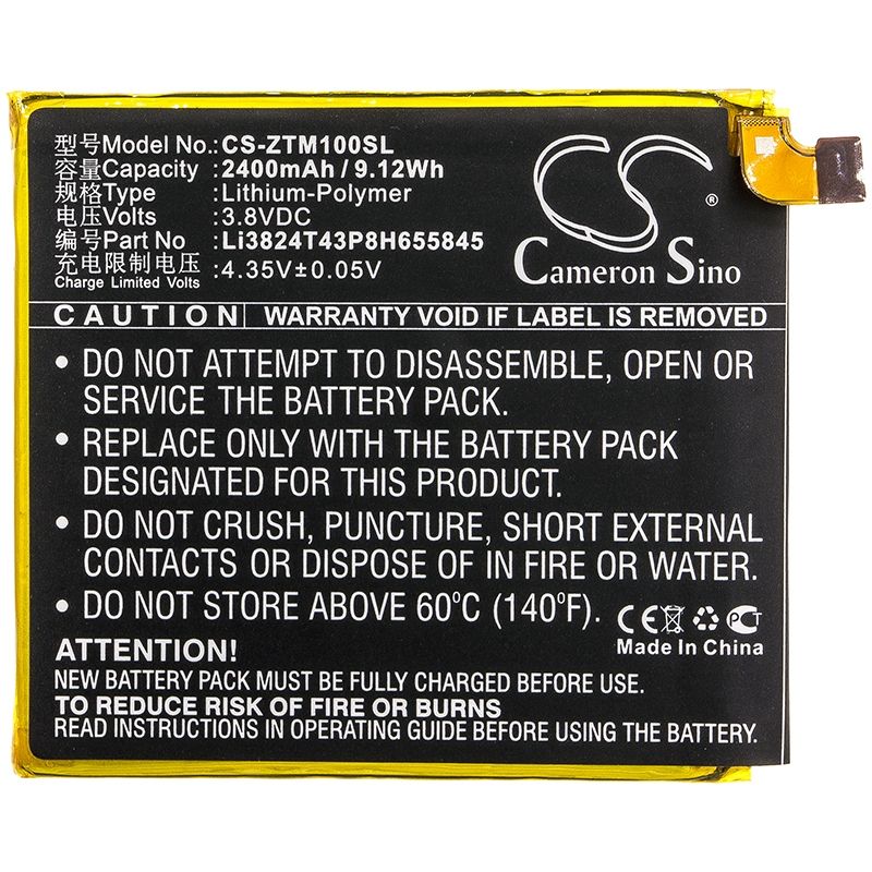 Li-Polymer Battery fits Zte, mono mo-01j, mono mo-01j td-lte, mono mo-01k 3.8V, 2400mAh Mobile & SmartPhone Cameron Sino Technology Limited