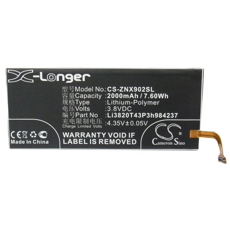 Li-Polymer Battery fits Zte, nubia z5 mini, nubia z5s mini, nx403a 3.8V, 2000mAh Communications Cameron Sino Technology Limited (Suspended)