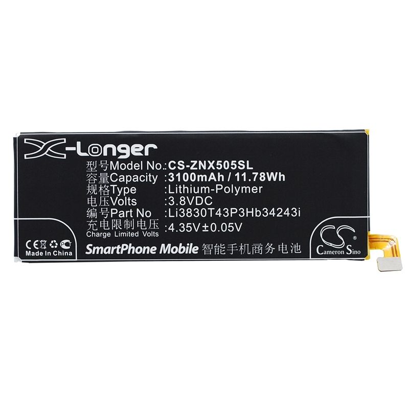 Li-Polymer Battery fits Zte, nubia z7 max, nubia z7 max dual sim, nx505j 3.8V, 3100mAh Mobile & SmartPhone Cameron Sino Technology Limited