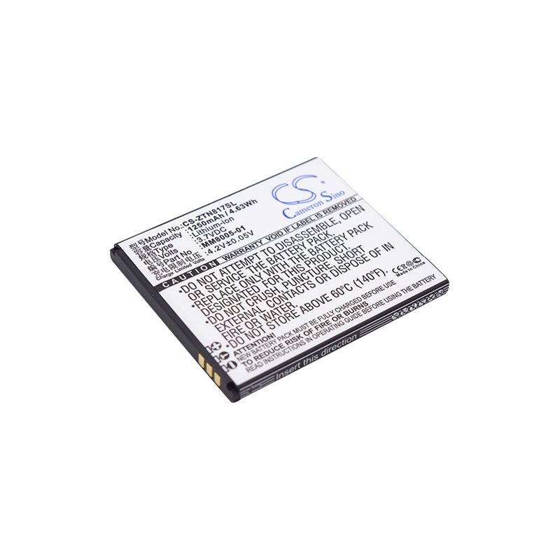 Li-ion Battery fits Zte, quest, quest n817, uhura 3.7V, 1250mAh Communications Cameron Sino Technology Limited