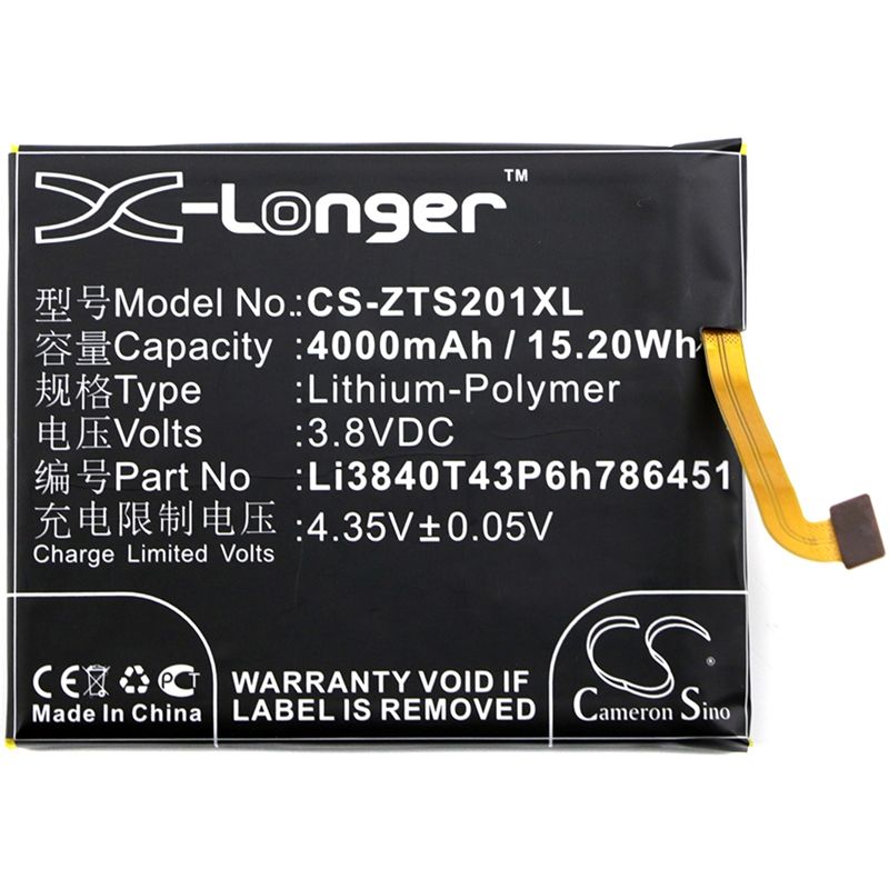 Li-Polymer Battery fits Zte, s2014, voyage plus 3.8V, 4000mAh Communications Cameron Sino Technology Limited (Suspended)