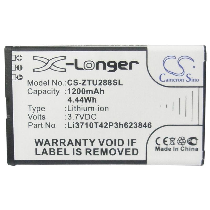 Li-ion Battery fits Zte, u288 3.7V, 1200mAh Mobile & SmartPhone Cameron Sino Technology Limited