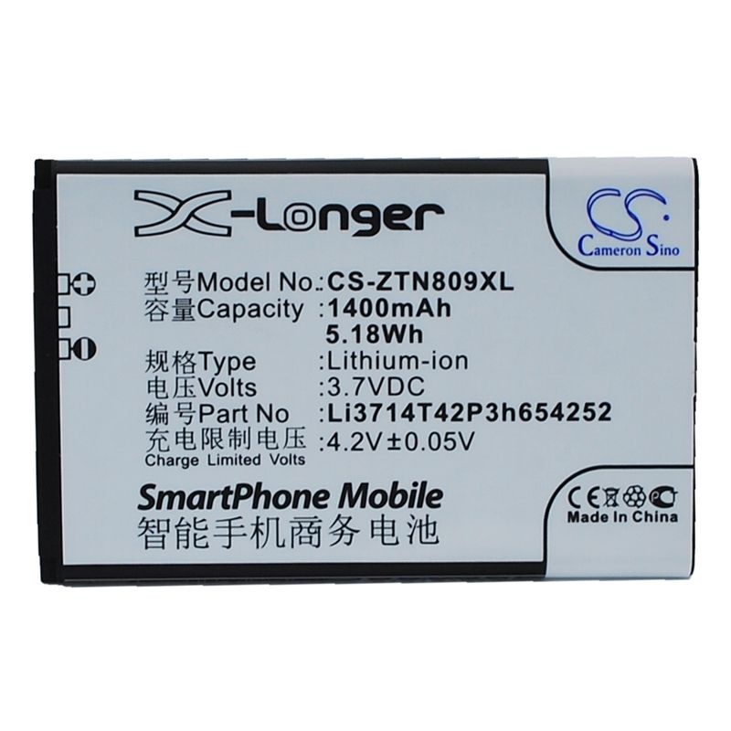 Li-ion Battery fits Zte, u809, v809 3.7V, 1400mAh Communications Cameron Sino Technology Limited (Suspended)