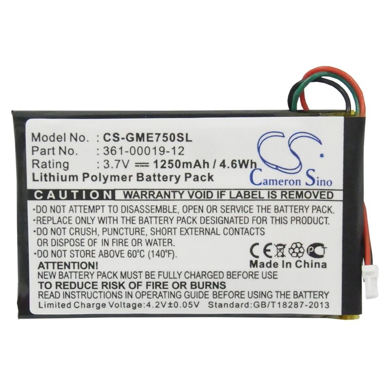 Li-Polymer Battery fits Garmin, Edge 605, Edge 705 3.7V, 1250mAh GPS & Navigator Cameron Sino Technology Limited
