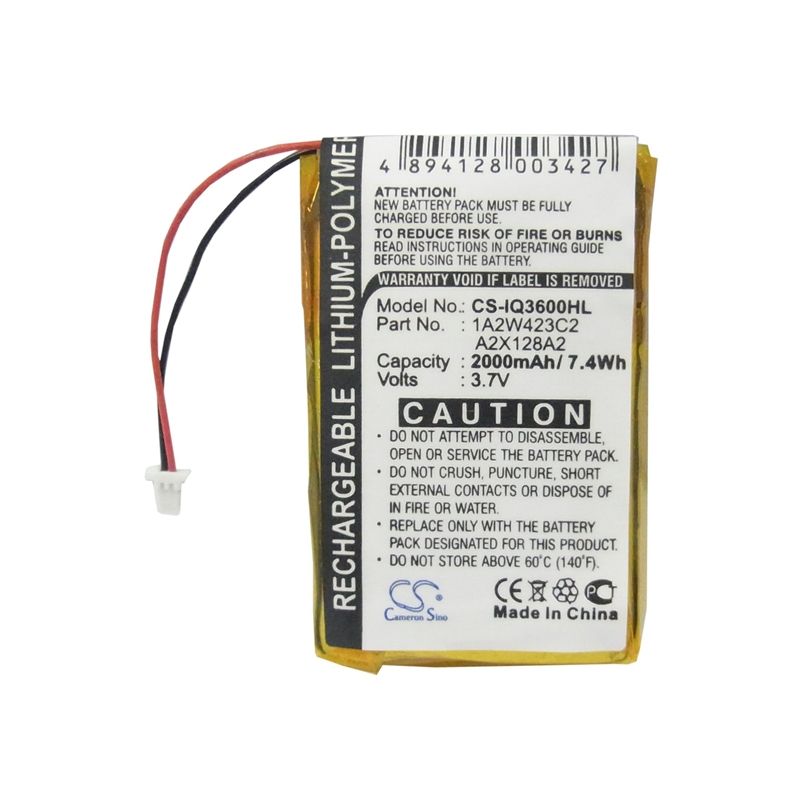 Li-Polymer Battery fits Garmin, Ique 3200, Ique 3600, Ique 3600a 3.7V, 2000mAh GPS & Navigator Cameron Sino Technology Limited