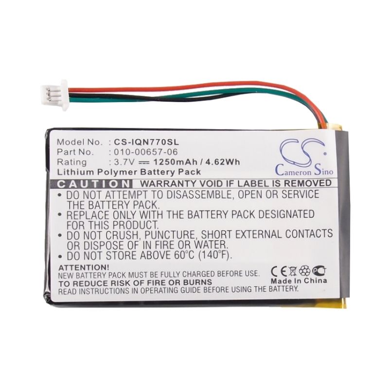 Li-Polymer Battery fits Garmin, Nuvi 770, Nuvi 770t 3.7V, 1250mAh GPS & Navigator Cameron Sino Technology Limited