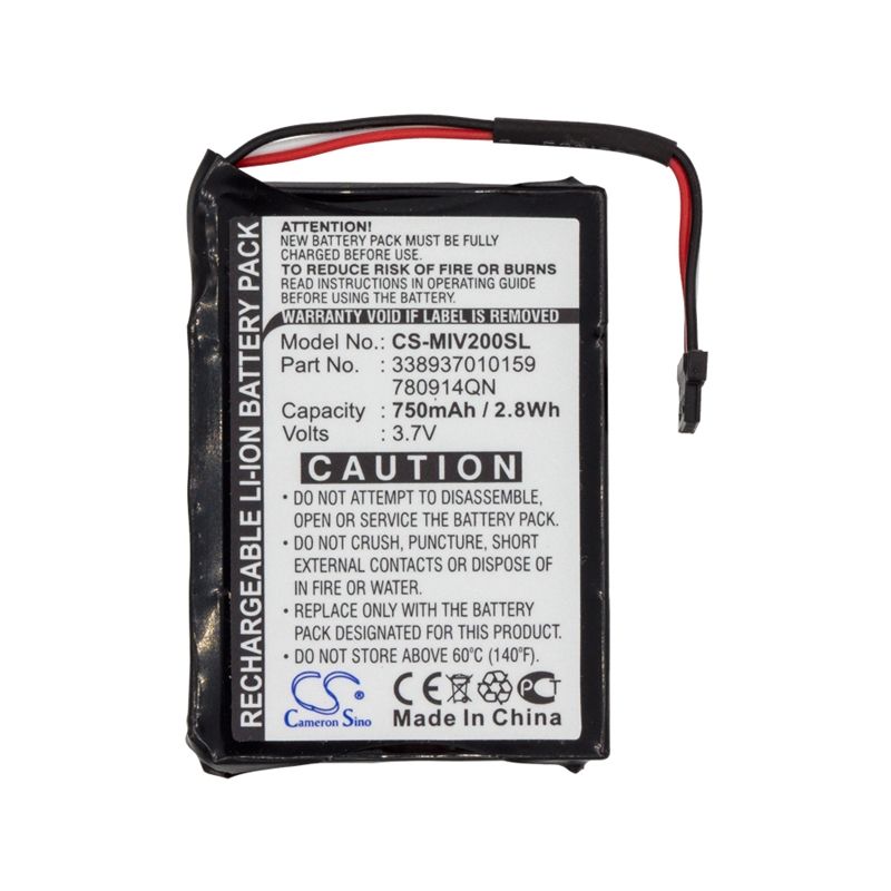 Li-ion Battery Fits Mitac, Mio Moov 200, Mio Moov 200e, Mio Moov 200u 3.7v, 750mah GPS & Navigator Cameron Sino Technology Limited