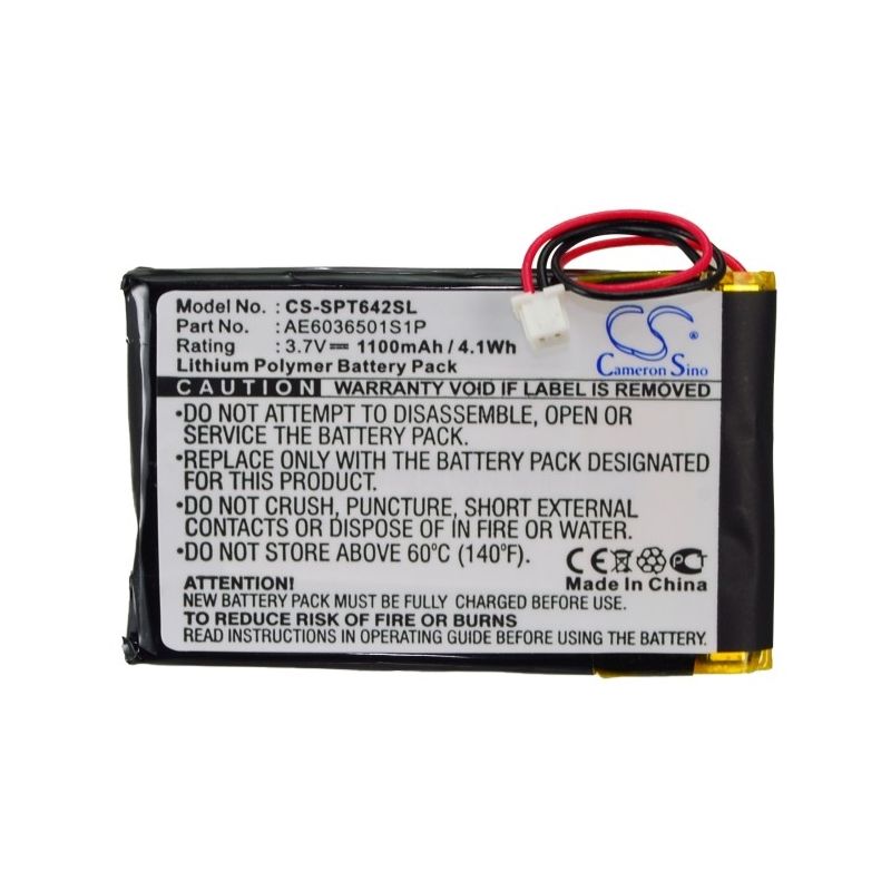 Li-Polymer Battery fits Spetrotec, 4642-e434-v12 Seg/n 3.7V, 1100mAh GPS & Navigator Cameron Sino Technology Limited