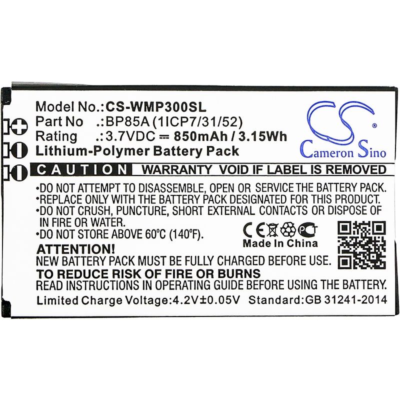 Li-Polymer Battery fits Wm Systems, Wmp 300, Wmp-300 3.7V, 850mAh Computer Cameron Sino Technology Limited (Suspended)