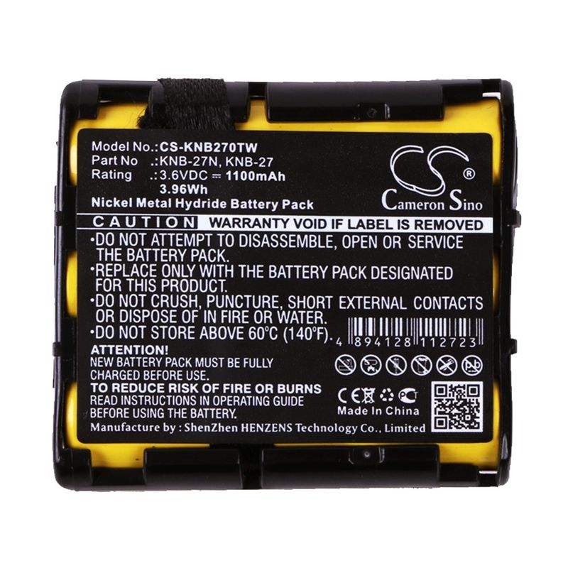 Ni-MH Battery fits Kenwood, Tk-3130, Tk-3131 3.6V, 1100mAh Two-Way Radio Cameron Sino Technology Limited