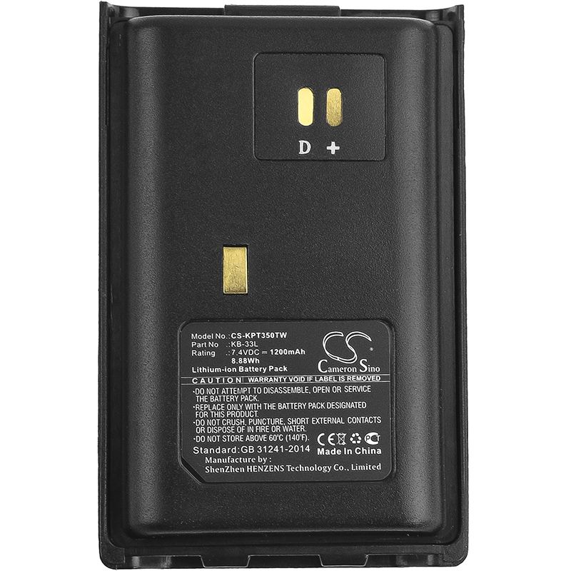 Li-ion Battery fits Kirisun, Pt-3300, Pt-3500, Pt-3800 7.4V, 1200mAh Two-Way Radio Cameron Sino Technology Limited