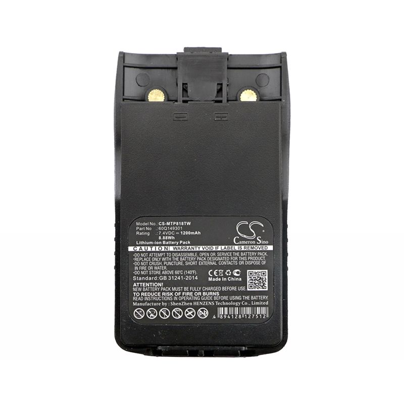 Li-ion Battery fits Linton, Lt-6100plus, Lt-6200, Motorola 7.4V, 1200mAh Two-Way Radio Cameron Sino Technology Limited