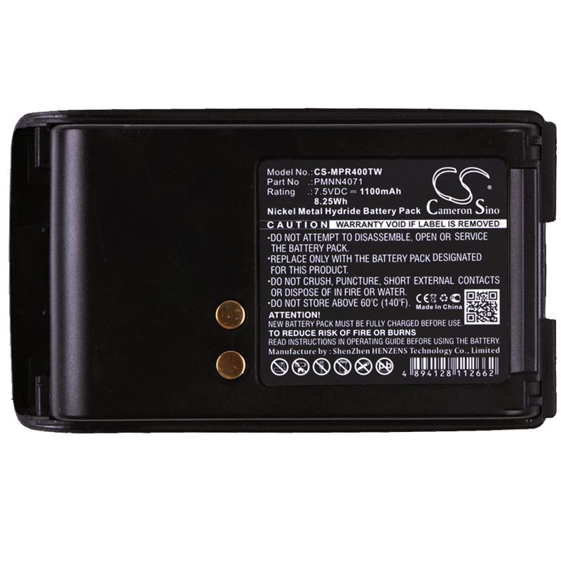Ni-mh Battery Fits Motorola, A6, A8, Bpr40 7.5v, 1100mah Two-Way Radio Cameron Sino Technology Limited