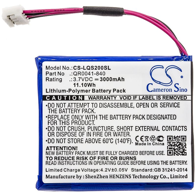 Li-Polymer Battery fits Qolsys, Iq Panel 2, Qolsys 3.7V, 3000mAh Alarm System Cameron Sino Technology Limited