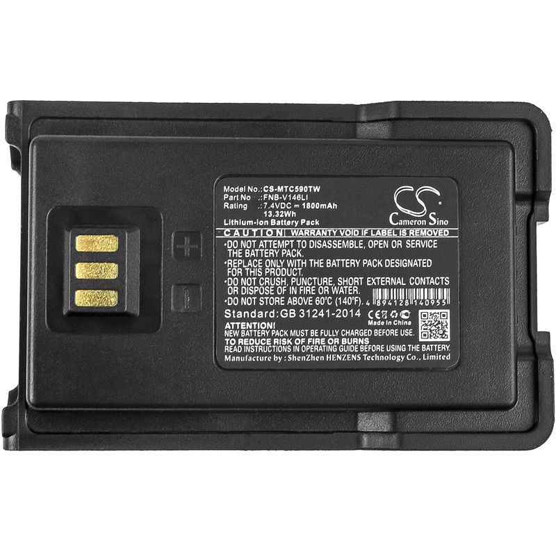 Li-ion Battery fits Motorola, Evx-c59, Mag One Evx-c59 7.4V, 1800mAh Two-Way Radio Cameron Sino Technology Limited