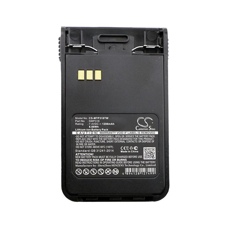 Li-ion Battery fits Motorola, Smp-318 7.4V, 1200mAh Two-Way Radio Cameron Sino Technology Limited