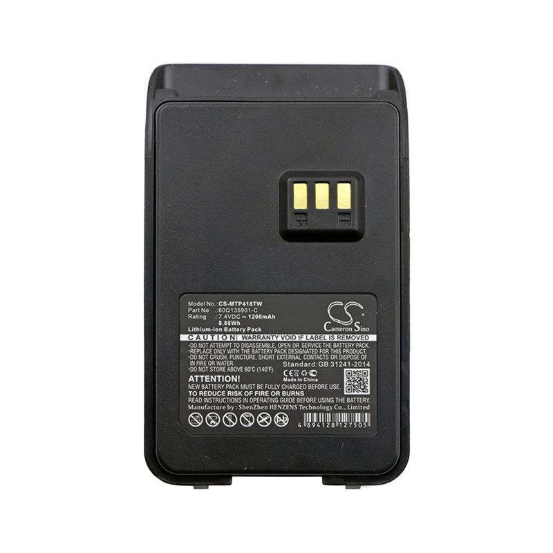 Li-ion Battery fits Motorola, Smp-418, Smp-458, Smp-468 7.4V, 1200mAh Two-Way Radio Cameron Sino Technology Limited