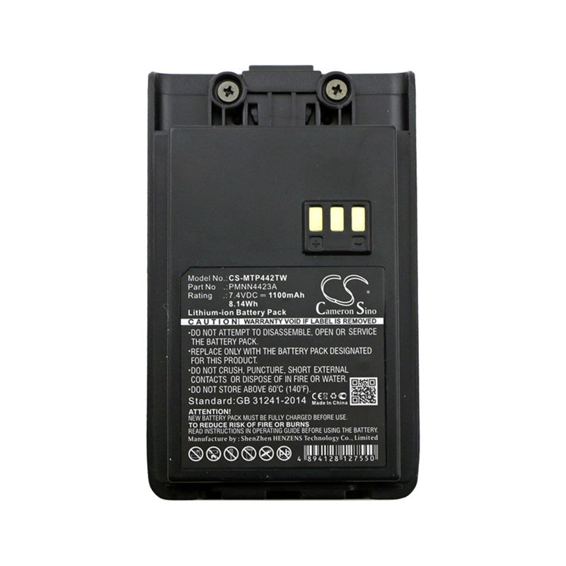 Li-ion Battery fits Motorola, Mag One Q11, Mag One Q5, Mag One Q9 7.4V, 1100mAh Two-Way Radio Cameron Sino Technology Limited