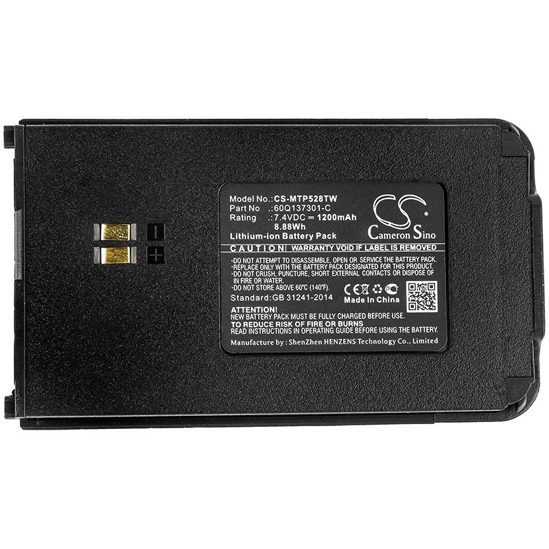 Li-ion Battery fits Motorola, Clarigo Smp-508, Clarigo Smp-528, Smp-508 7.4V, 1200mAh Two-Way Radio Cameron Sino Technology Limited