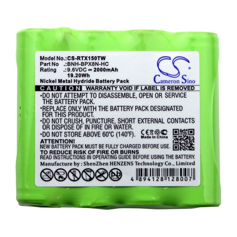 Ni-MH Battery fits Ritron, Patriot Rtx150, Patriot Rtx450, Rtx150 9.6V, 2000mAh Two-Way Radio Cameron Sino Technology Limited
