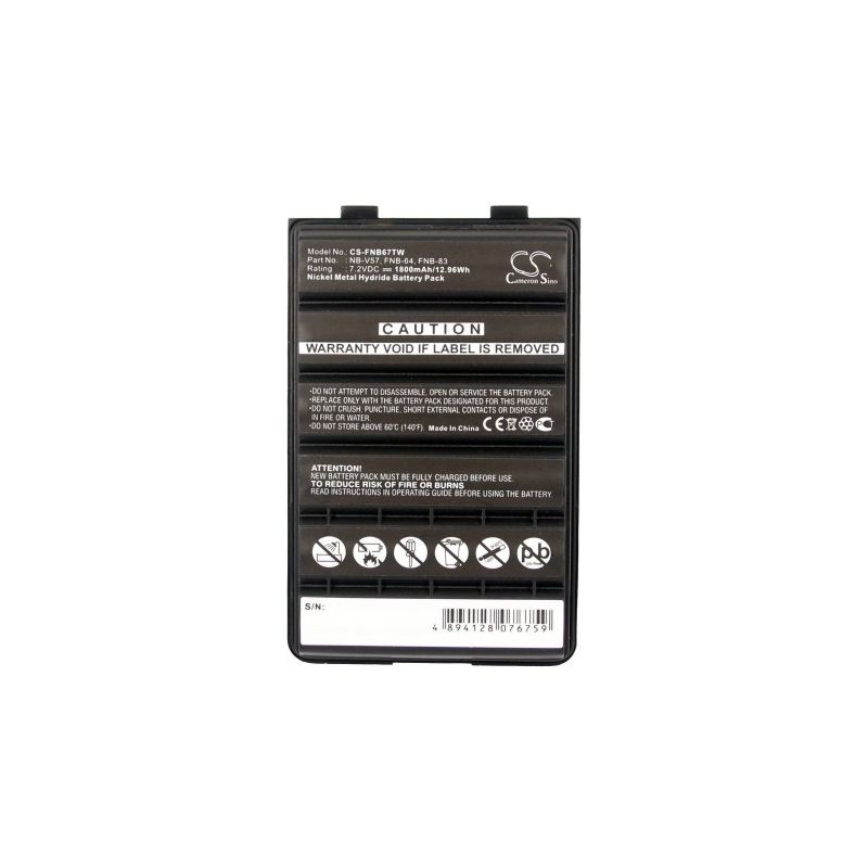 Ni-mh Battery Fits Standard Horizon, Hx270s, Hx370s, Hx500s 7.2v, 1800mah Two-Way Radio Cameron Sino Technology Limited