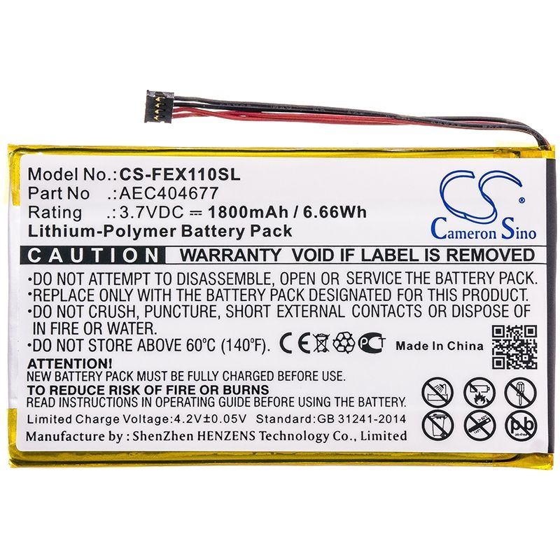 Li-Polymer Battery fits Fiio, Fx1221, X1 Ii, 3.7V, 1800mAh Amplifier Cameron Sino Technology Limited