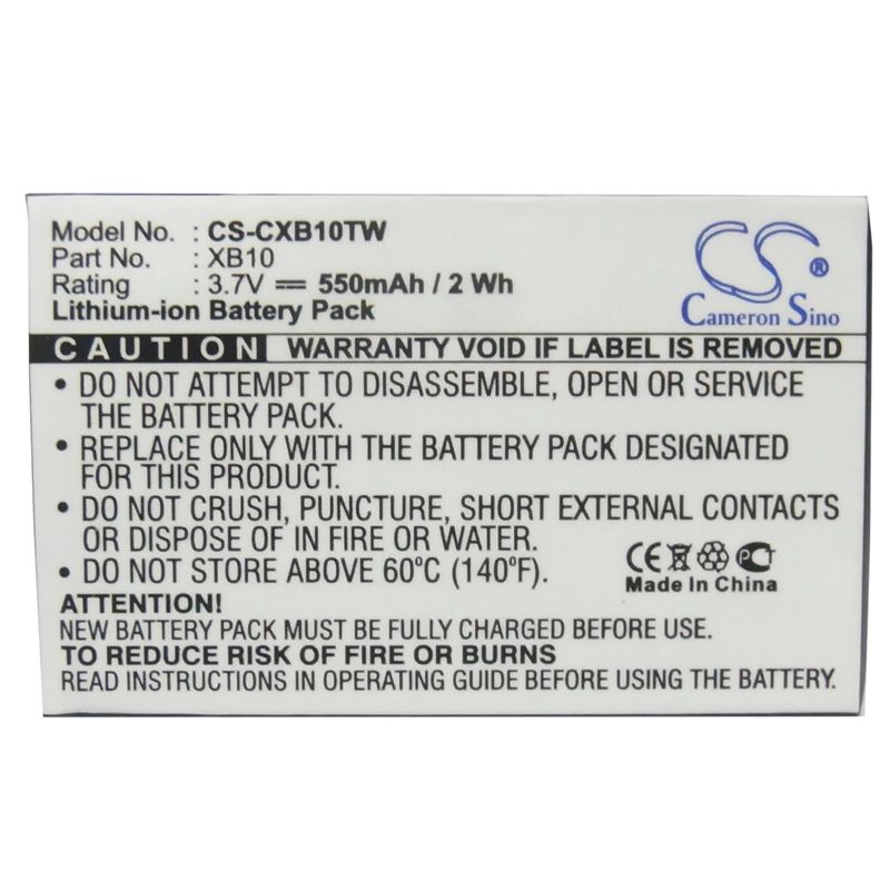 Li-ion Battery fits Xact Communication, Wristlinx X2x 3.7V, 550mAh Two-Way Radio Cameron Sino Technology Limited