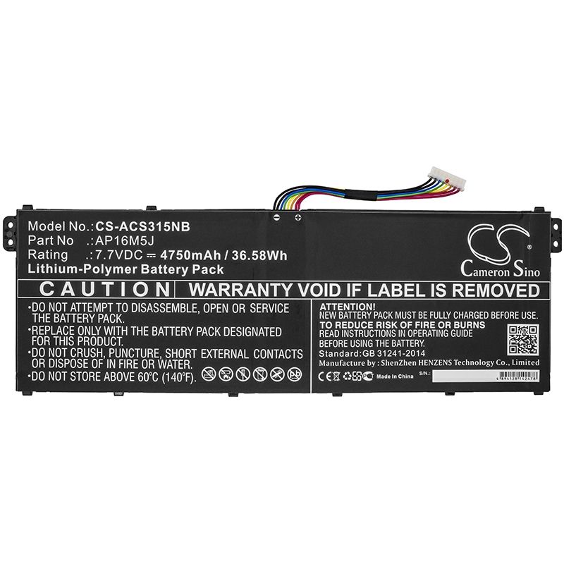 Li-polymer Battery Fits Acer, Aspire 3 A315-21, Aspire 3 A315-21-62yq, Aspire 3 A315-21-63f1 7.7v, 4750mah Notebook & Laptop Cameron Sino Technology Limited
