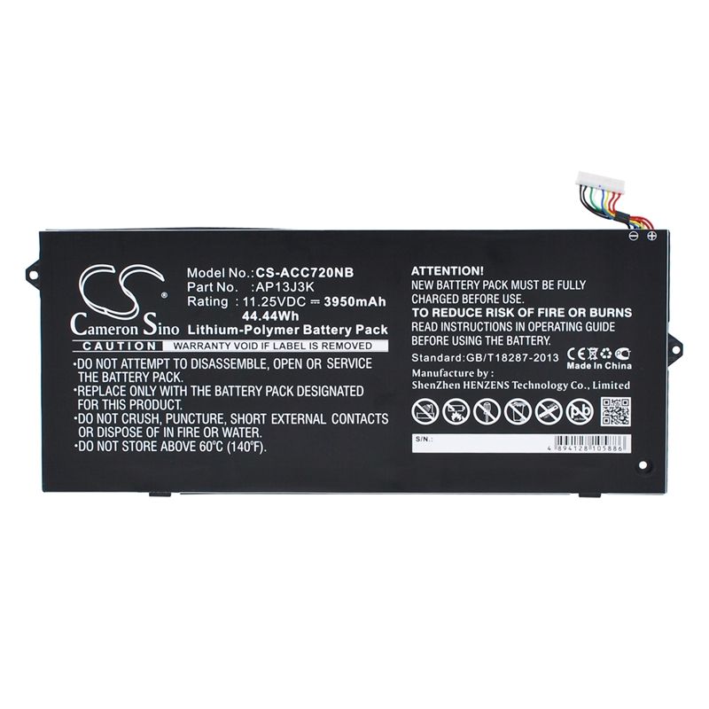 Li-Polymer Battery fits Acer, Chromebook 11 C740, Chromebook 11 C740-c32m, Chromebook 11 C740-c3p1 11.25V, 3950mAh Notebook & Laptop Cameron Sino Technology Limited