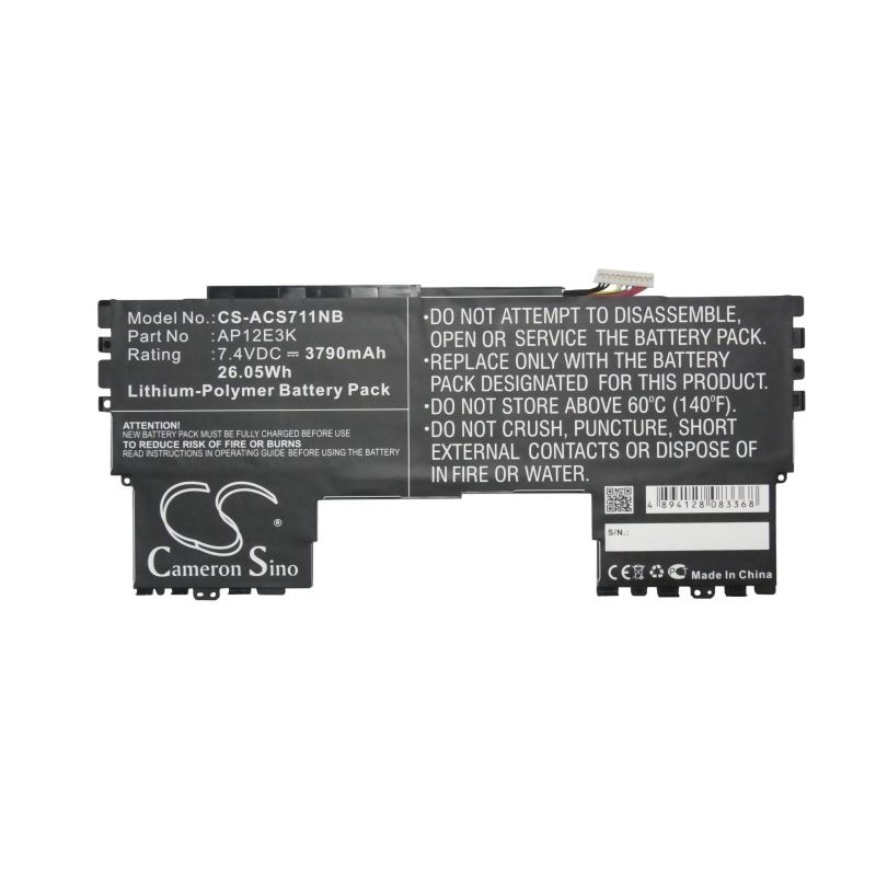 Li-Polymer Battery fits Acer, Aspire Aspire S7 11", Aspire S7 Ultrabook Ips, Aspire S7-191 7.4V, 3790mAh Notebook & Laptop Cameron Sino Technology Limited