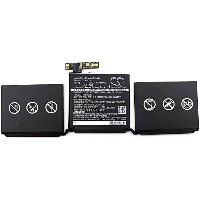 Li-polymer Battery Fits Apple, Macbook Pro 13.3, Macbook Pro 13.3 2016 Retina, Mll42ch/a 11.1v, 4700mah Notebook & Laptop Cameron Sino Technology Limited