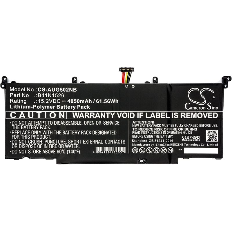 Li-polymer Battery Fits Asus, Fx502, Fx502v, Gl502 15.2v, 4050mah Notebook & Laptop Cameron Sino Technology Limited