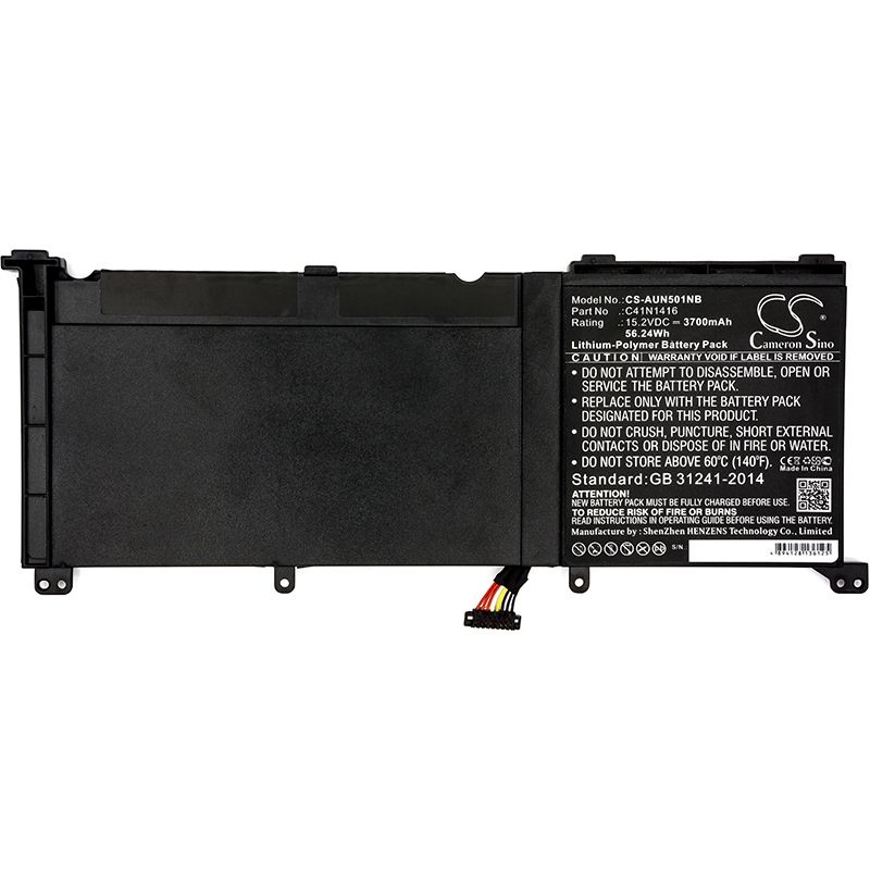 Li-Polymer Battery fits Asus, G501, G601j, G60jw4720 15.2V, 3700mAh Notebook & Laptop Cameron Sino Technology Limited