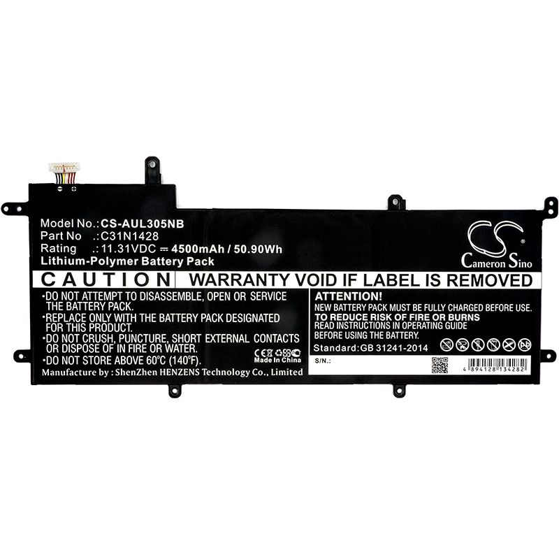 Li-Polymer Battery fits Asus, Zenbook Ux305la 11.31V, 4500mAh Notebook & Laptop Cameron Sino Technology Limited
