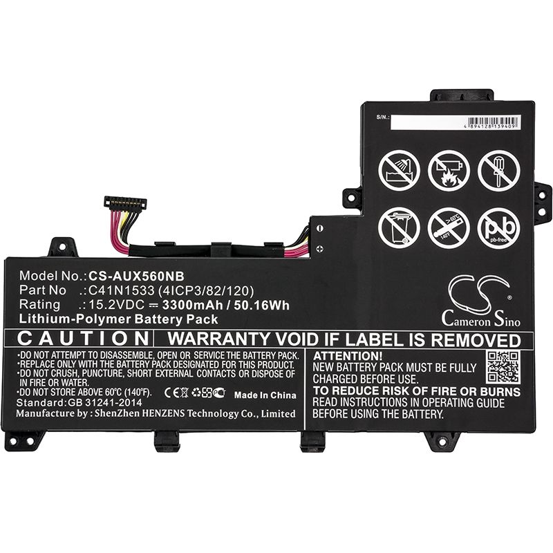 Li-polymer Battery Fits Asus, Q524u, Q524uq-bbi7t14, Q534u 15.2v, 3300mah Notebook & Laptop Cameron Sino Technology Limited