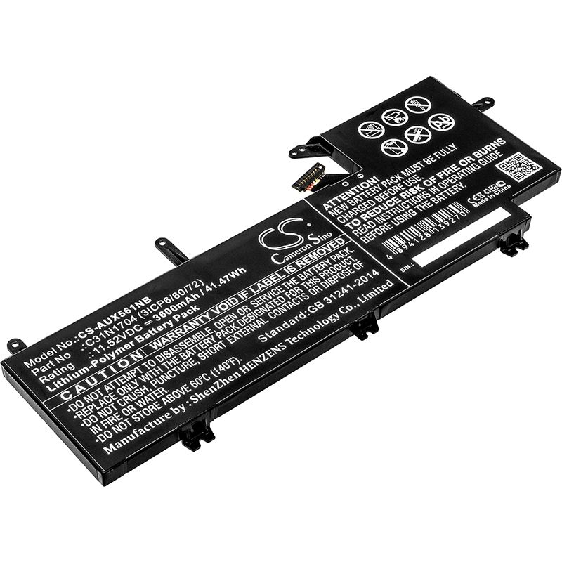 Li-Polymer Battery fits Asus, Q535u, Q535ud, Q535ud-bi7t11 11.52V, 3600mAh Notebook & Laptop Cameron Sino Technology Limited